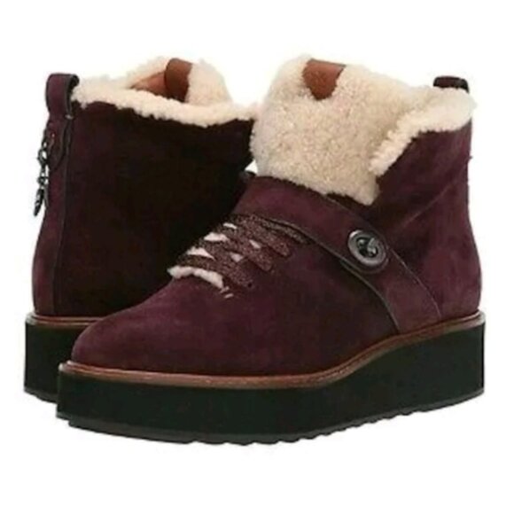 Coach Urban Hiker Suede Ankle Shearling Cold Weather Boots - Picture 1 of 2